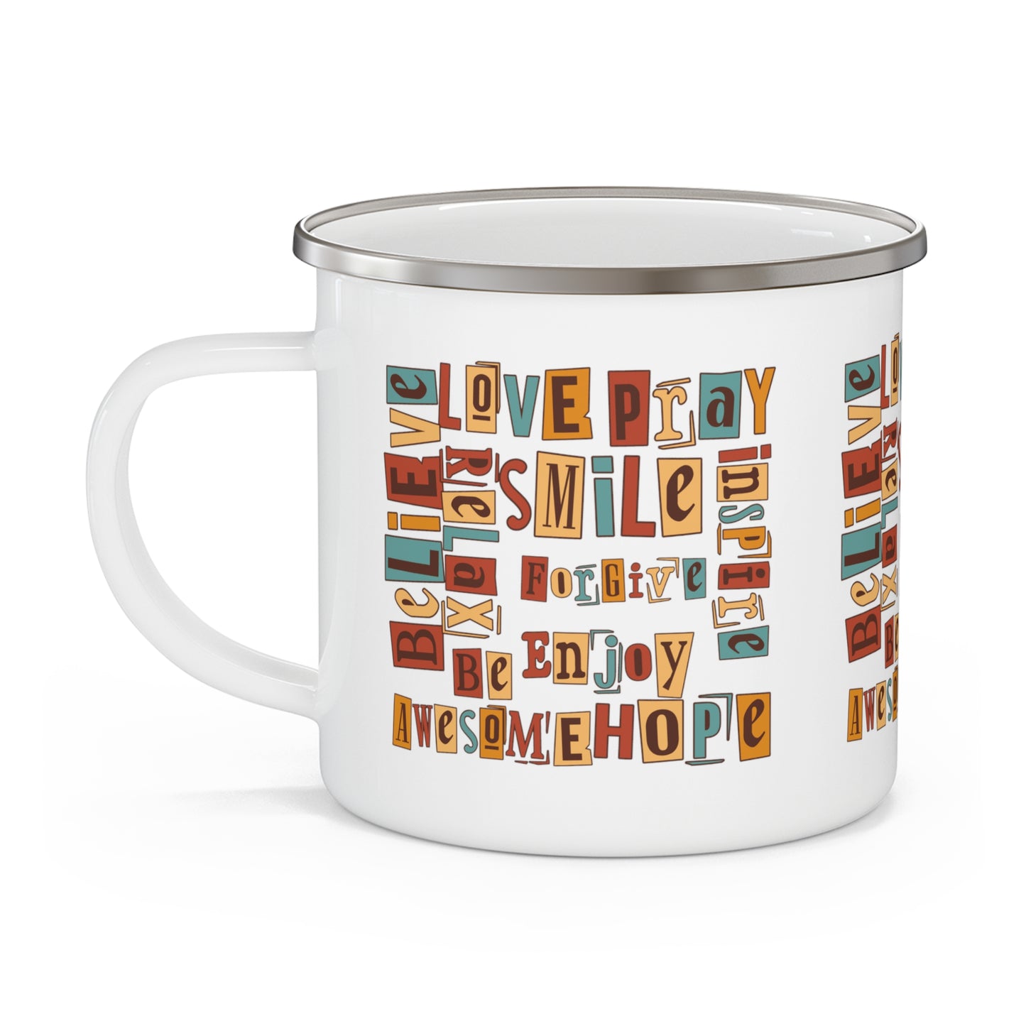 Multi text - Enamel Camping Mug