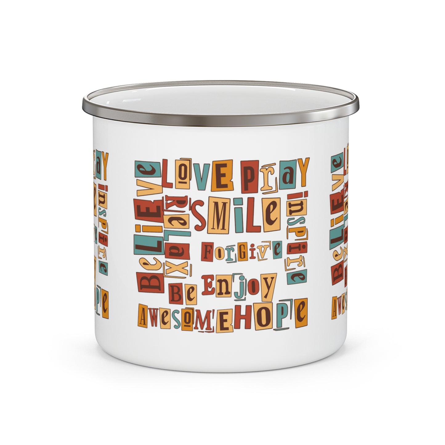 Multi text - Enamel Camping Mug