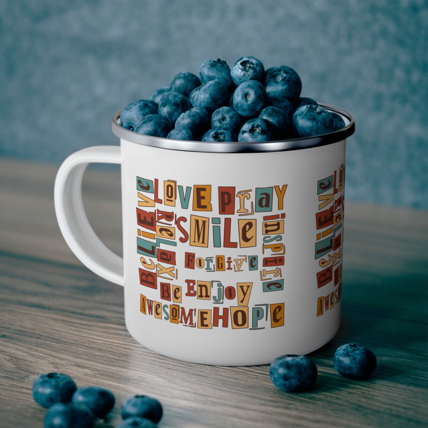 Multi text - Enamel Camping Mug