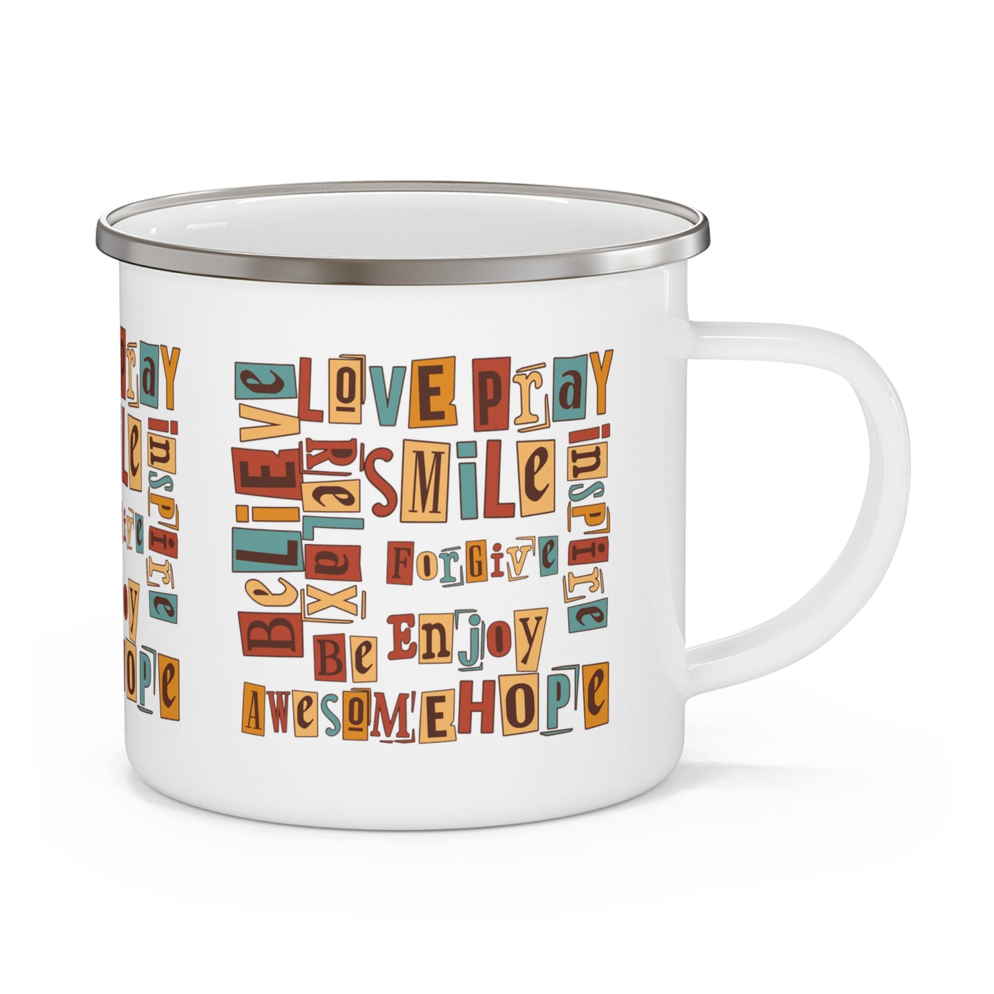 Multi text - Enamel Camping Mug