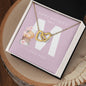 Mother's Day 'M' | Interlocking Hearts Necklace | P.Pink