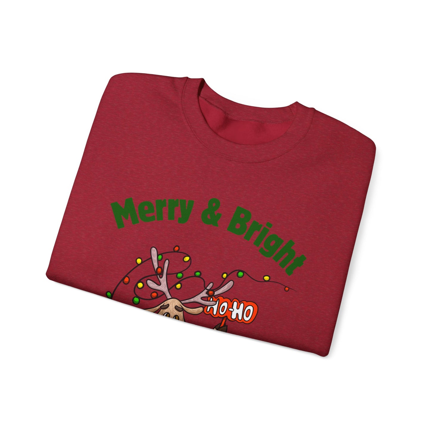 Merry & Bright Reindeer Holiday Crewneck Sweatshirt