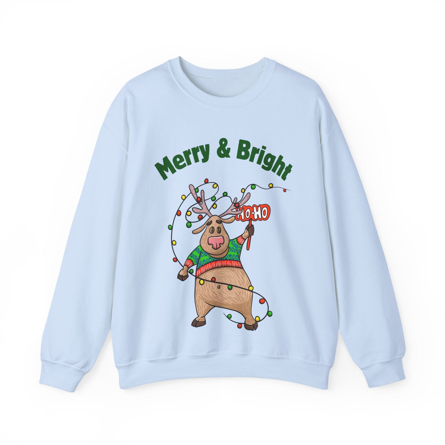 Merry & Bright Reindeer Holiday Crewneck Sweatshirt