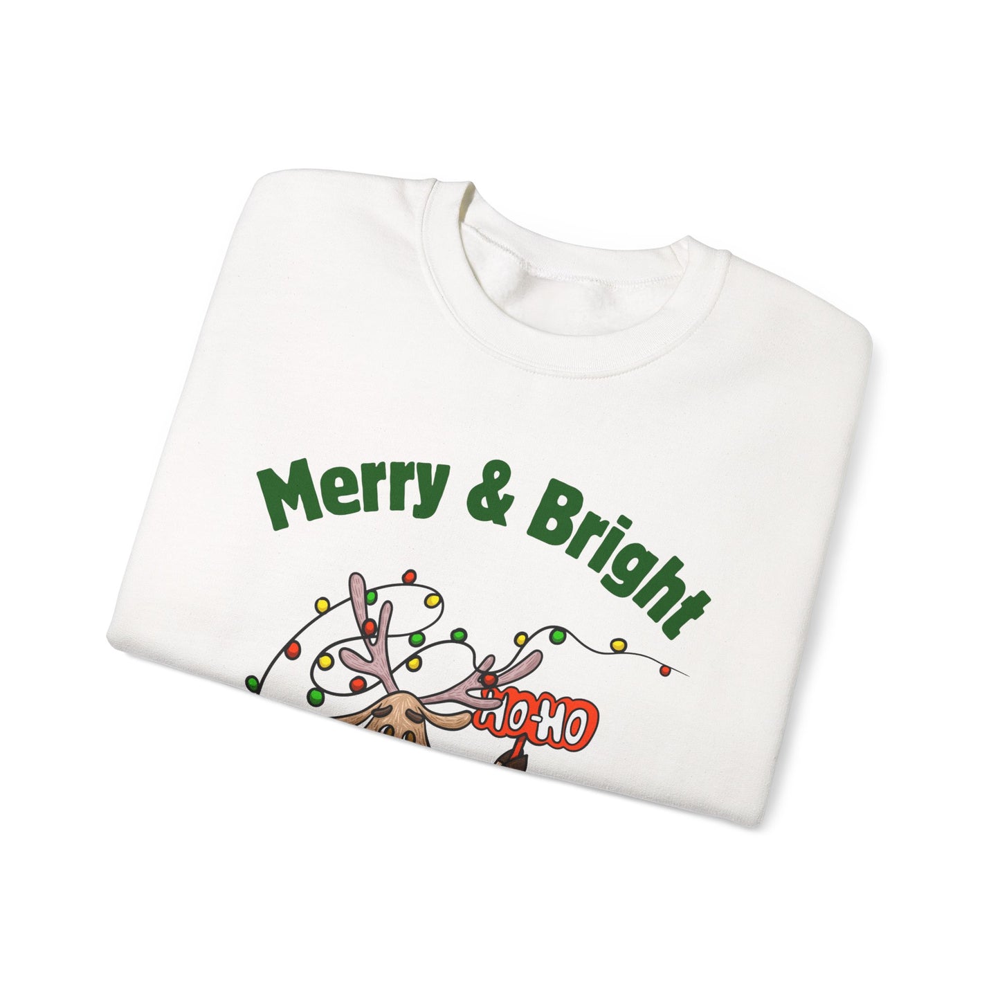 Merry & Bright Reindeer Holiday Crewneck Sweatshirt
