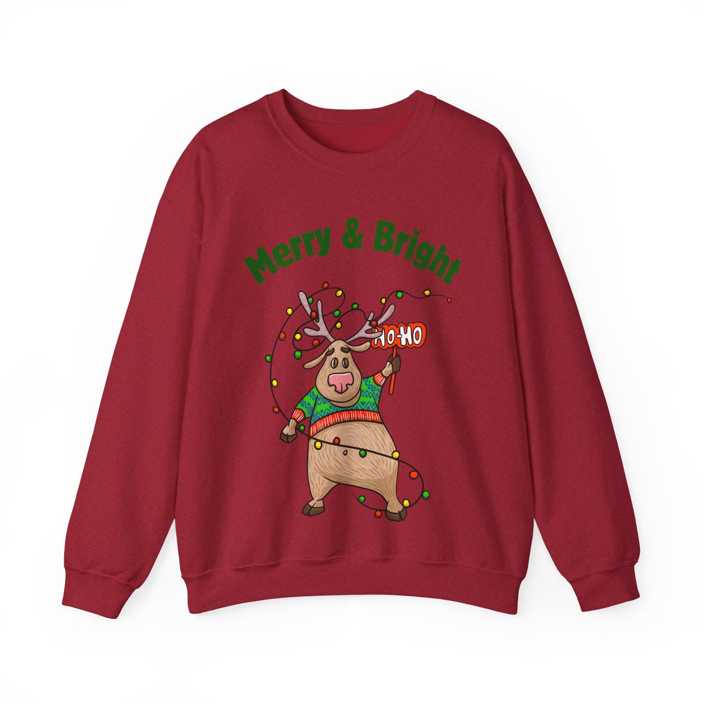 Merry & Bright Reindeer Holiday Crewneck Sweatshirt