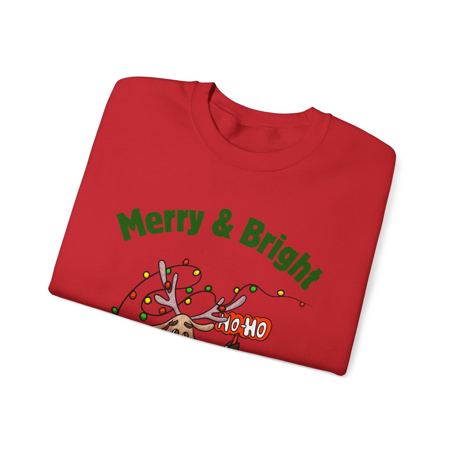 Merry & Bright Reindeer Holiday Crewneck Sweatshirt