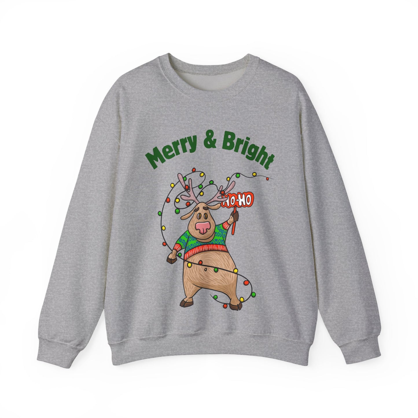 Merry & Bright Reindeer Holiday Crewneck Sweatshirt