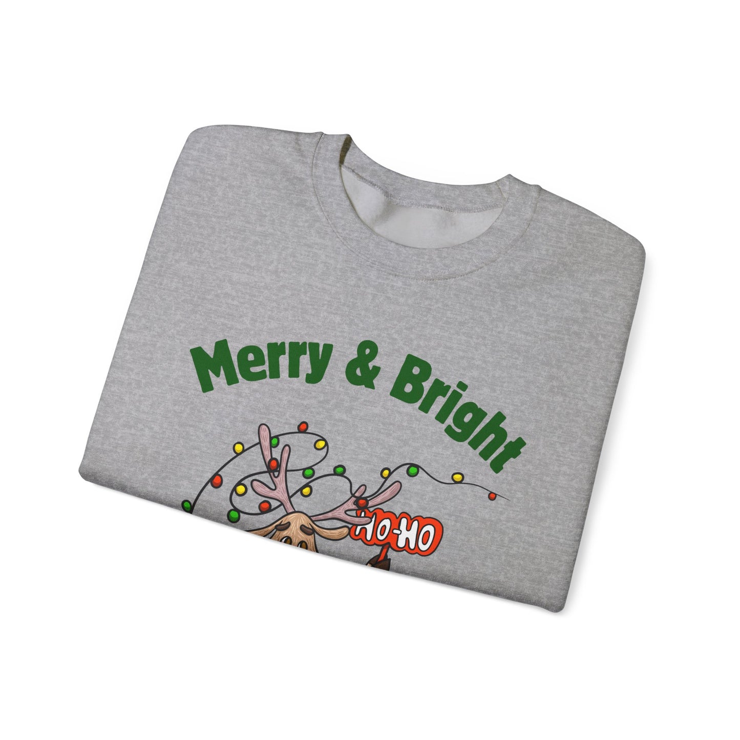 Merry & Bright Reindeer Holiday Crewneck Sweatshirt
