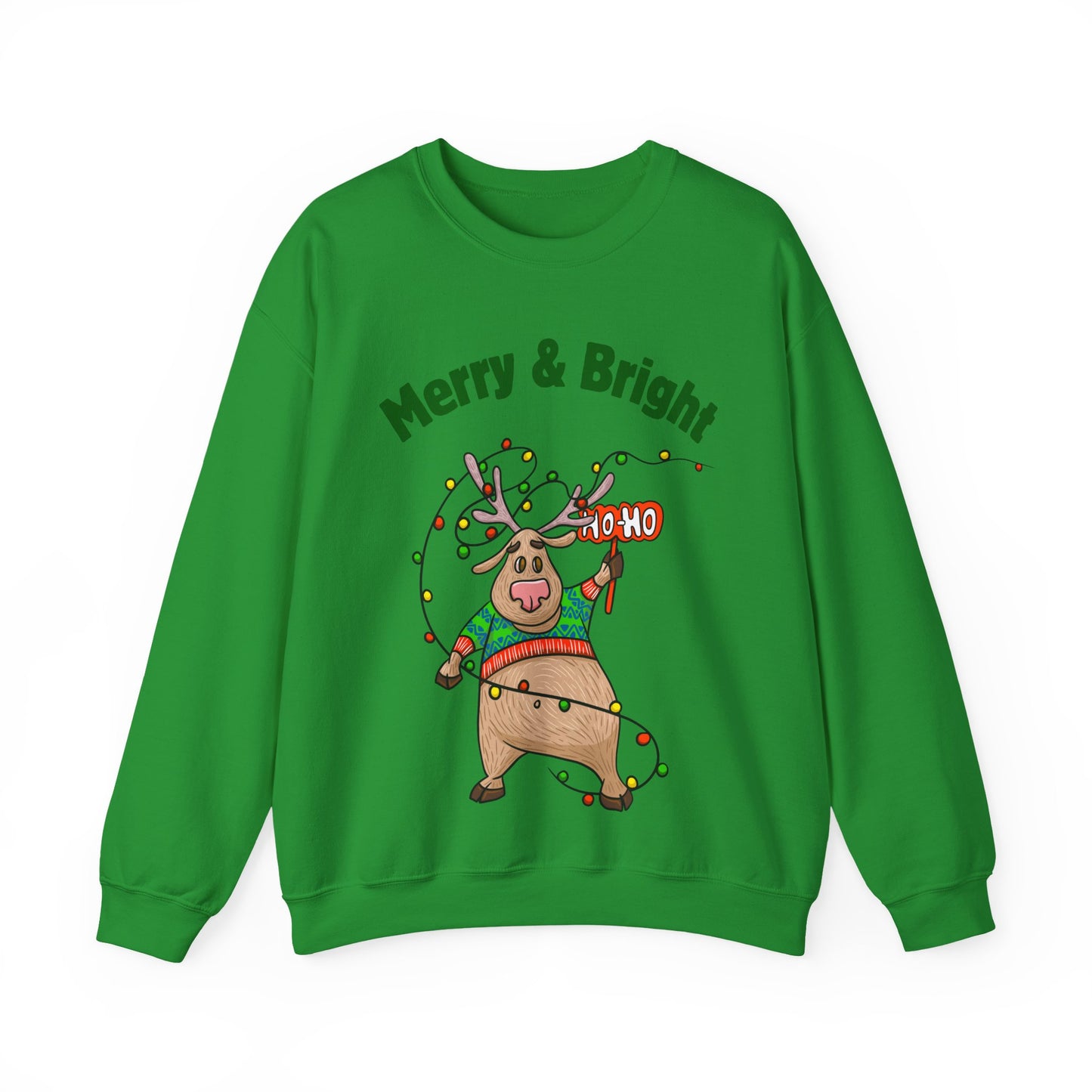 Merry & Bright Reindeer Holiday Crewneck Sweatshirt