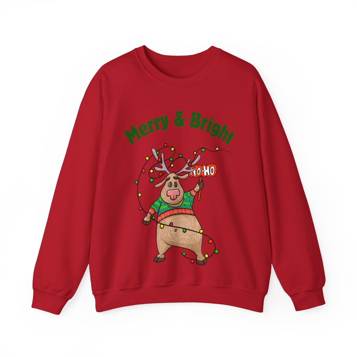 Merry & Bright Reindeer Holiday Crewneck Sweatshirt