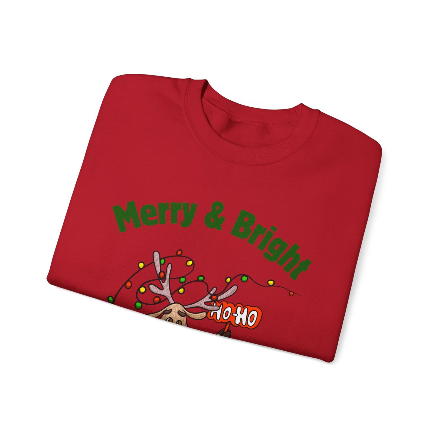 Merry & Bright Reindeer Holiday Crewneck Sweatshirt