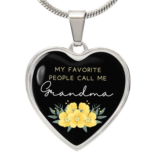 Heart Necklace | Favorite People | Grandma | Flowers