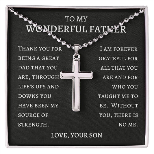 WONDERFUL FATHER | SS  CROSS BALL CHAIN | BLACK