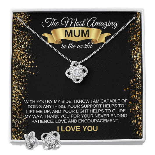 MOST AMAZING MUM - Love Knot Earring & Necklace Set