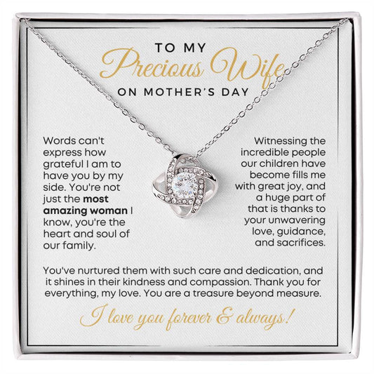 Precious Wife | Mother's Day | Love Knot Necklace | White