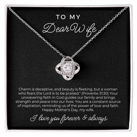 Dear Wife | Mother's Day - Love Knot Necklace | Black