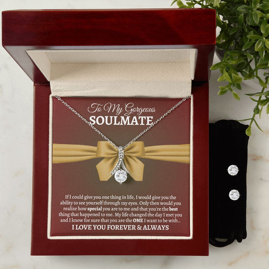 SOULMATE | ALLURING BEAUTY NECKLACE & EARRINGS | D. RED