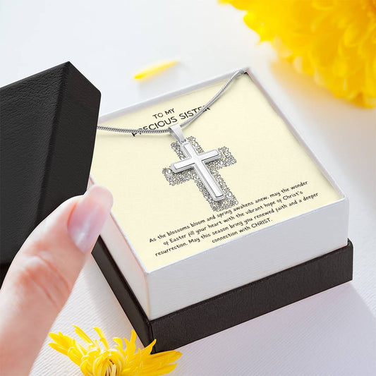 Precious Sister | Stainless Cross Necklace | Cream