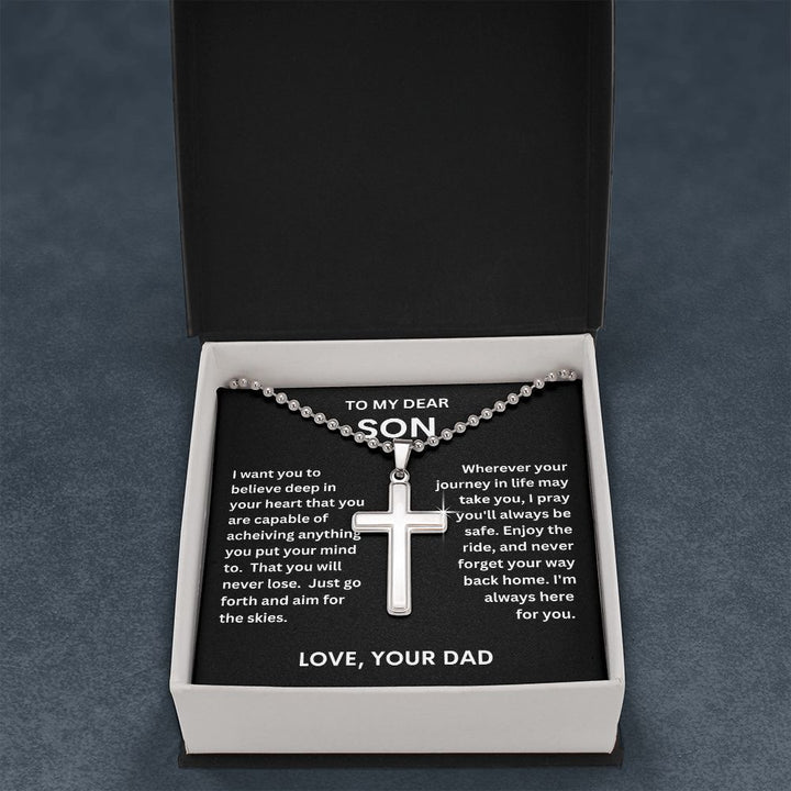 DEAR SON | CROSS NECKLACE BALL CHAIN | BLACK
