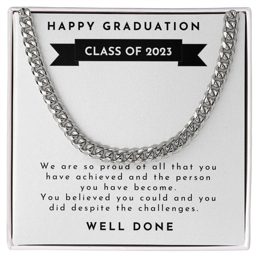 HAPPY GRADUATION | CUBAN LINK | WHITE